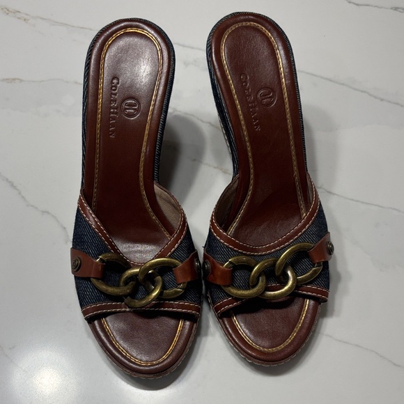 Cole Haan Shoes - Cole Haan Women's Brown and Black Mules with Gold Accents